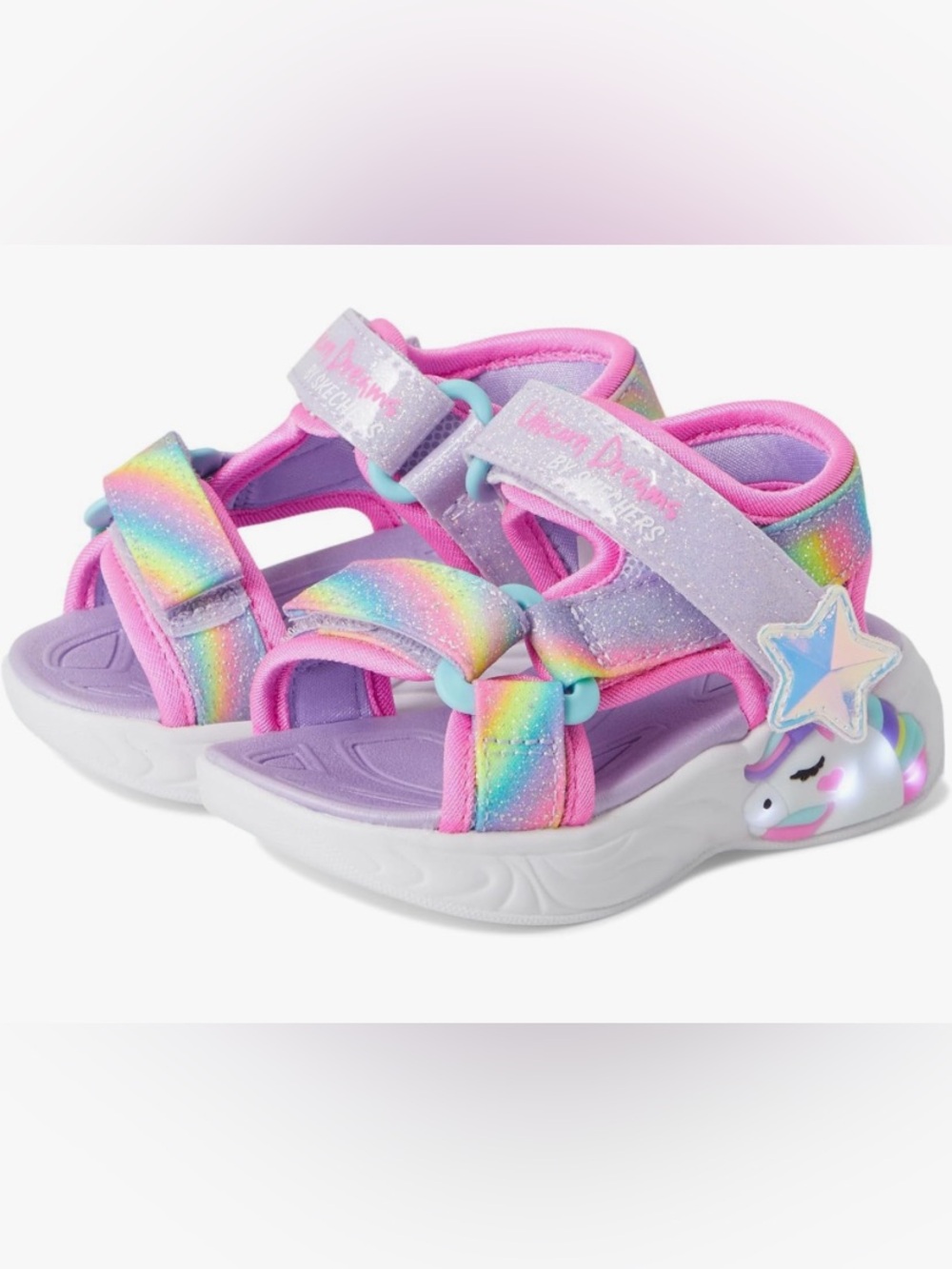 Skechers Magical Collection ‘Unicorn Dreams’ Rainbow Sandals (they light up!)